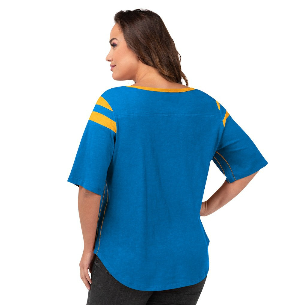 Los Angeles Chargers G-III 4Her by Carl Banks Women's Plus Size Linebacker T-Shirt - Light Blue cheap