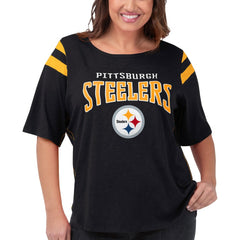 Pittsburgh Steelers G-III 4Her by Carl Banks Women's Plus Size Linebacker T-Shirt - Black discount