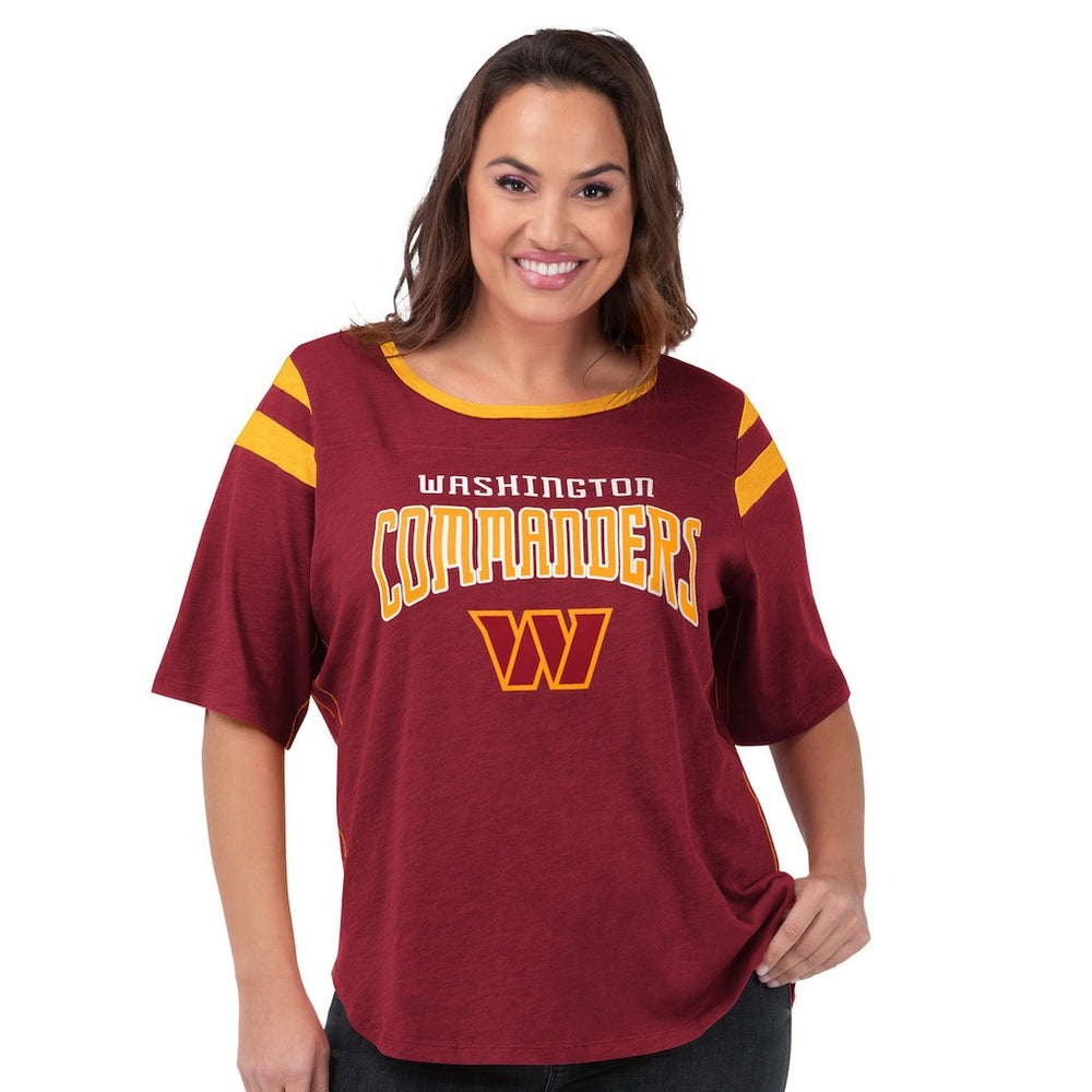 Washington Commanders G-III 4Her by Carl Banks Women's Plus Size Linebacker T-Shirt - Burgundy sale