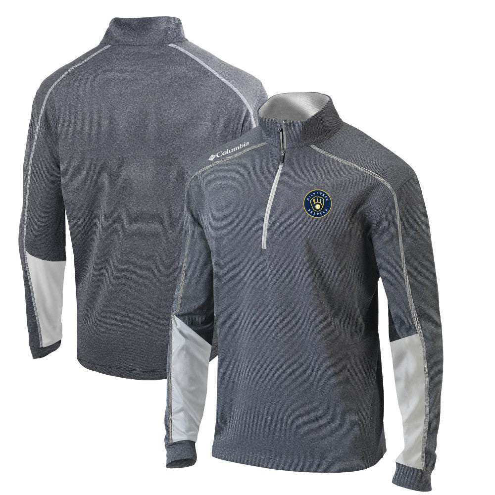 Milwaukee Brewers Omni-Wick Shotgun 2.0 Quarter-Zip Pullover Top Charcoal/White