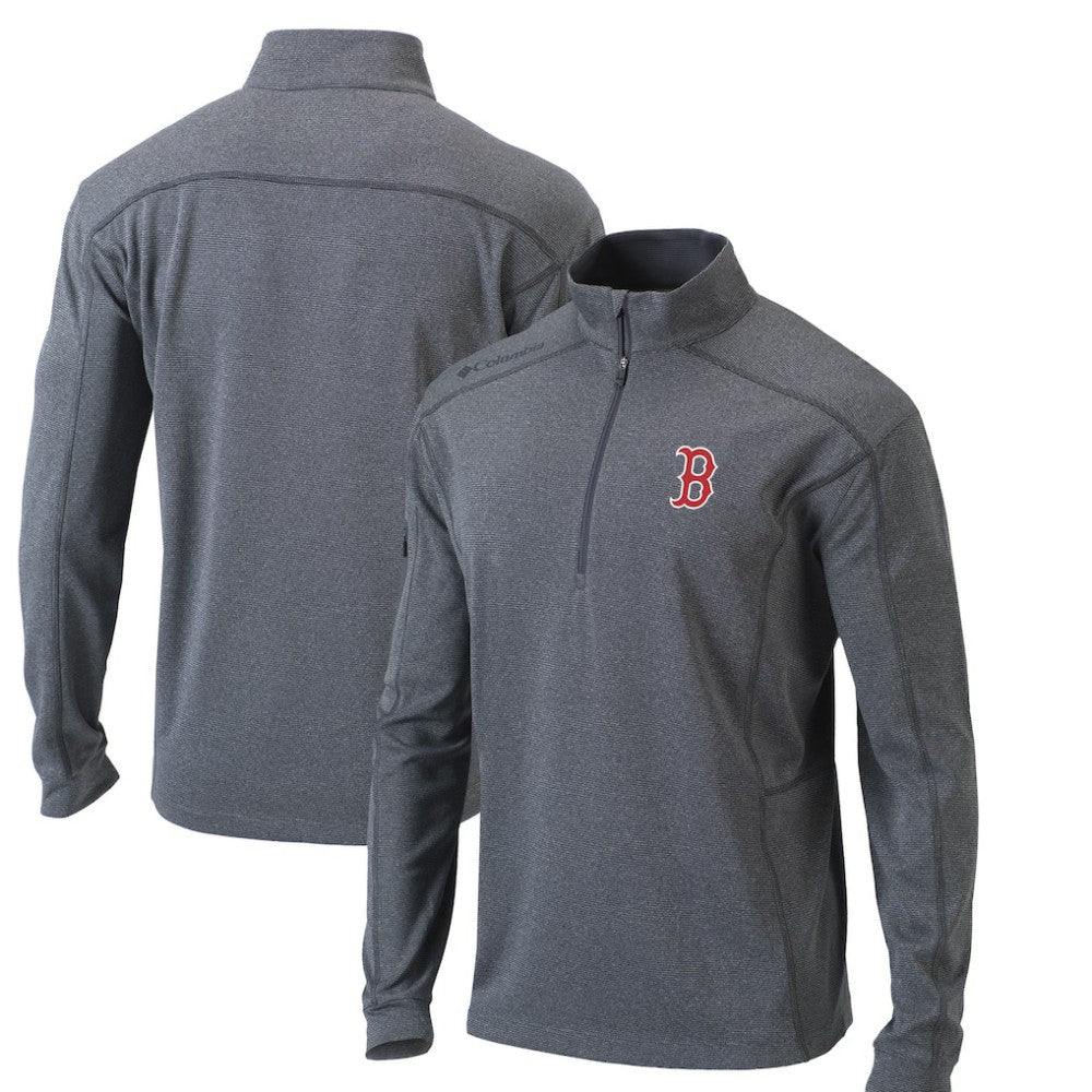Boston Red Sox Omni-Wick Shotgun Quarter-Zip Pullover Top Heather Gray