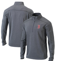 Boston Red Sox Omni-Wick Shotgun Quarter-Zip Pullover Top Heather Gray