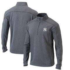 New York Yankees Omni-Wick Shotgun Quarter-Zip Pullover Top Heather Gray
