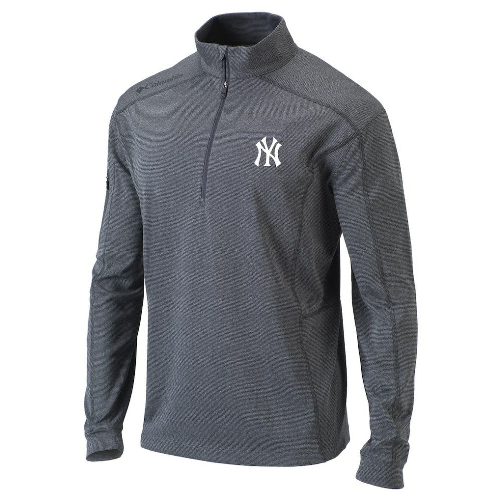 New York Yankees Omni-Wick Shotgun Quarter-Zip Pullover Top Heather Gray