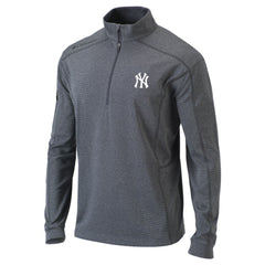 New York Yankees Omni-Wick Shotgun Quarter-Zip Pullover Top Heather Gray