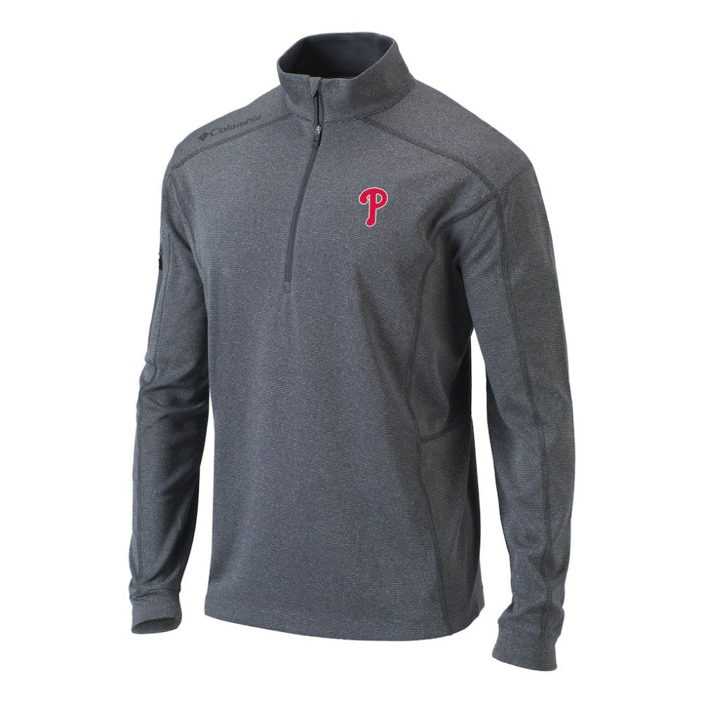 Philadelphia Phillies Omni-Wick Shotgun Quarter-Zip Pullover Top Heather Gray