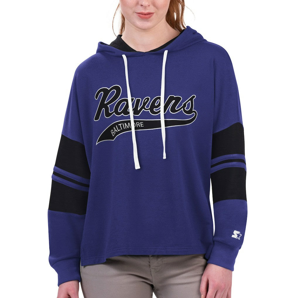 Baltimore Ravens Starter Women's Bump And Run Long Sleeve Hoodie T-Shirt - Purple for sale