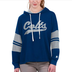 Indianapolis Colts Starter Women's Bump And Run Long Sleeve Hoodie T-Shirt - Royal on sale