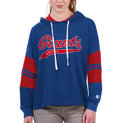 New York Giants Starter Women's Bump And Run Long Sleeve Hoodie T-Shirt - Royal sale