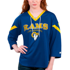 Los Angeles Rams Starter Women's Rally Lace-Up 3/4 Sleeve T-Shirt - Royal outlet