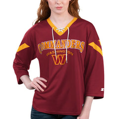 Washington Commanders Starter Women's Rally Lace-Up 3/4 Sleeve T-Shirt - Burgundy outlet