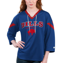 Buffalo Bills Starter Women's Rally Lace-Up 3/4 Sleeve T-Shirt - Royal outlet