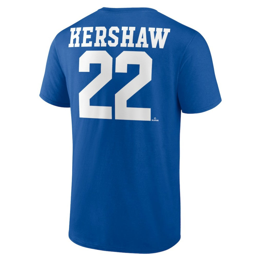 Clayton Kershaw Los Angeles Dodgers Player Icon Name & Number T-Shirt Royal