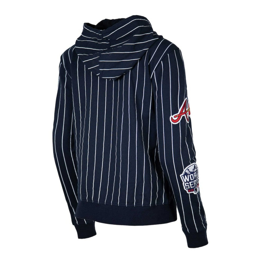 Atlanta Braves Women's Pinstripe Tri-Blend Full-Zip Hoodie Jacket Navy
