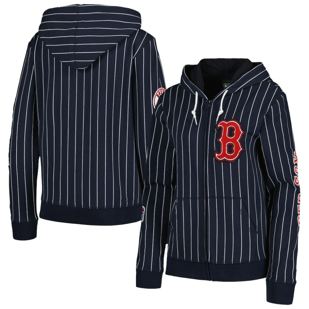 Boston Red Sox Women's Pinstripe Tri-Blend Full-Zip Jacket Navy