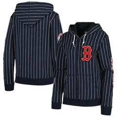 Boston Red Sox Women's Pinstripe Tri-Blend Full-Zip Jacket Navy