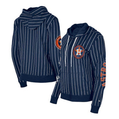 Houston Astros Women's Pinstripe Tri-Blend Full-Zip Hoodie Jacket Navy