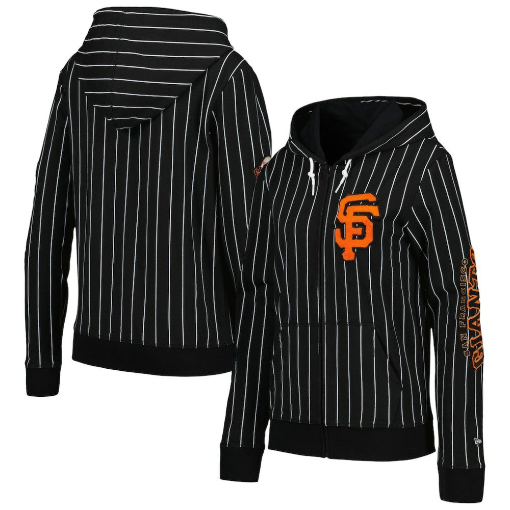 San Francisco Giants Women's Pinstripe Tri-Blend Full-Zip Jacket Black