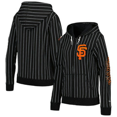 San Francisco Giants Women's Pinstripe Tri-Blend Full-Zip Jacket Black