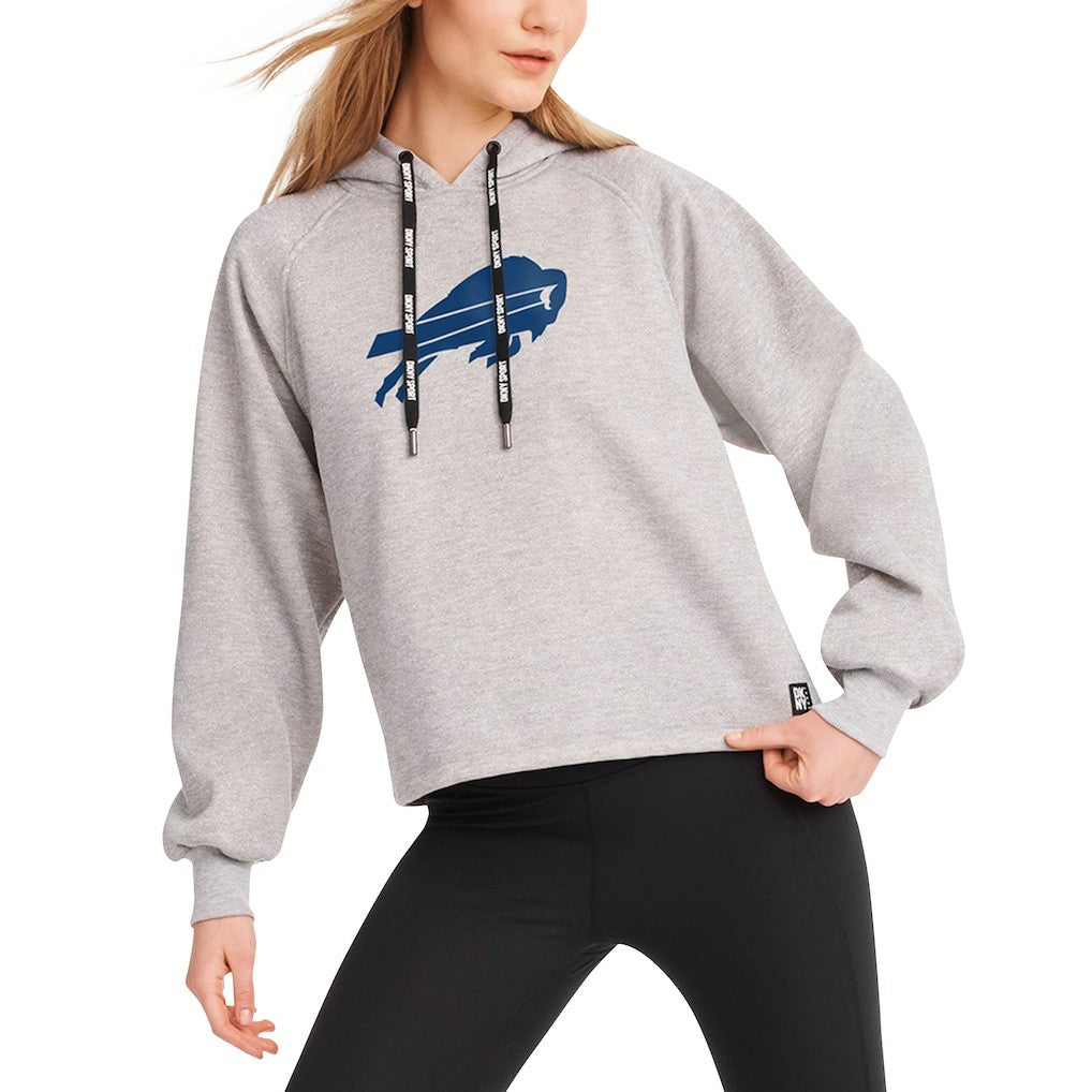 Buffalo Bills DKNY Sport Women's Debbie Dolman Raglan Pullover Hoodie - Heather Gray on sale
