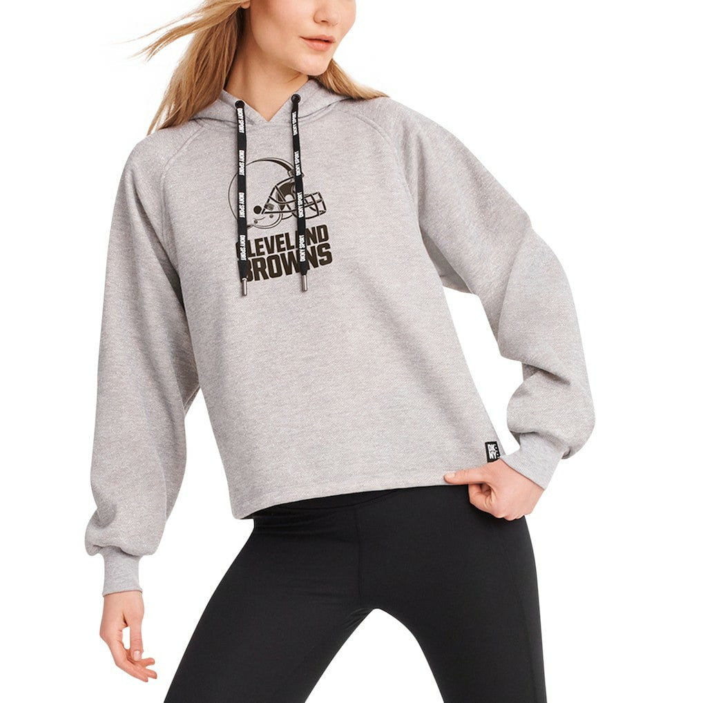 Cleveland Browns DKNY Sport Women's Debbie Dolman Raglan Pullover Hoodie - Heather Gray sale