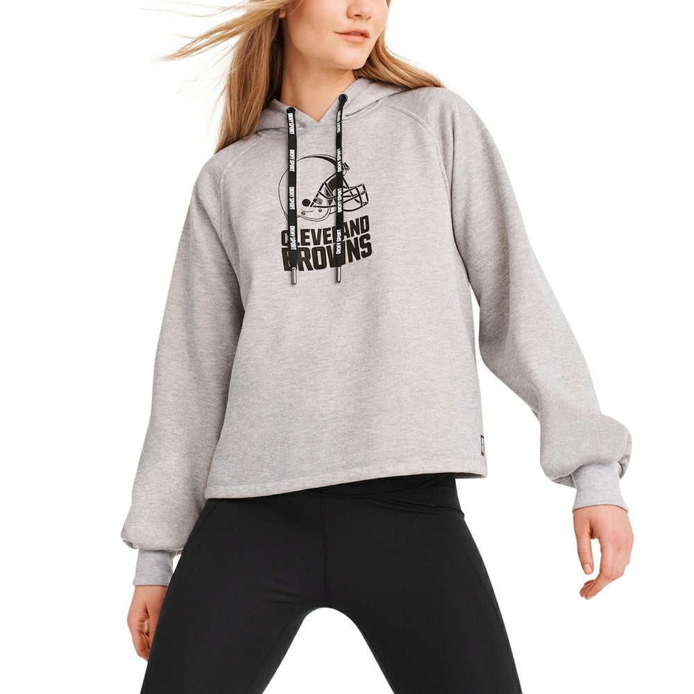 Cleveland Browns DKNY Sport Women's Debbie Dolman Raglan Pullover Hoodie - Heather Gray sale