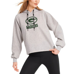 Green Bay Packers DKNY Sport Women's Debbie Dolman Raglan Pullover Hoodie - Heather Gray cheap