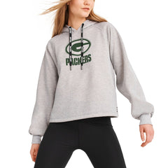 Green Bay Packers DKNY Sport Women's Debbie Dolman Raglan Pullover Hoodie - Heather Gray cheap
