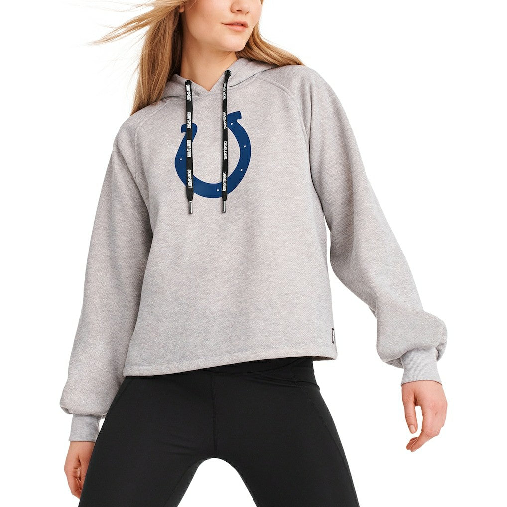 Indianapolis Colts DKNY Sport Women's Debbie Dolman Raglan Pullover Hoodie - Heather Gray online