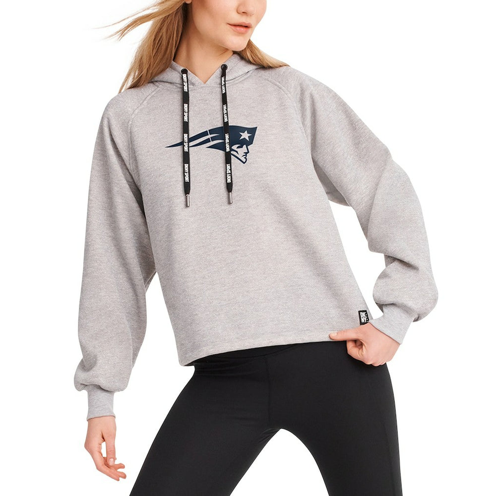 New England Patriots DKNY Sport Women's Debbie Dolman Raglan Pullover Hoodie - Heather Gray cheap