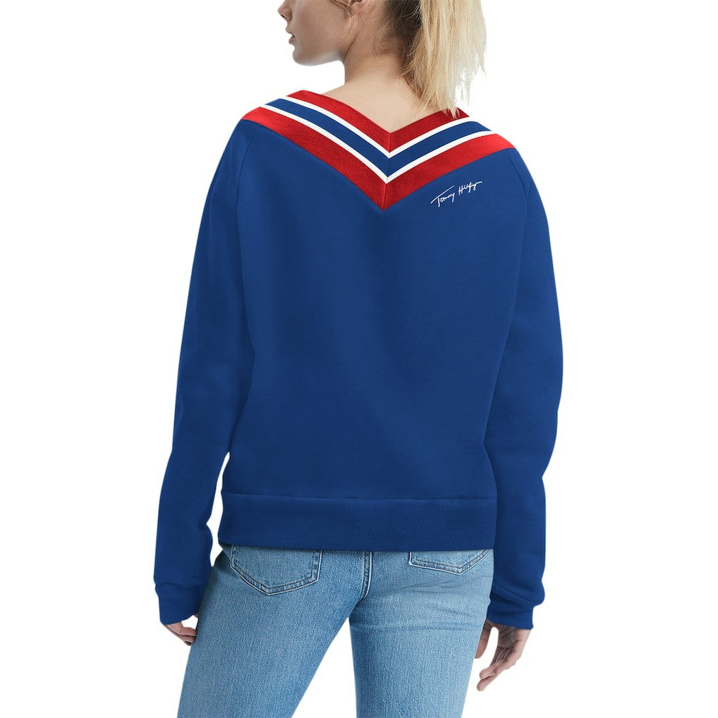 New York Giants Tommy Hilfiger Women's Heidi Raglan V-Neck Sweater - Royal for sale