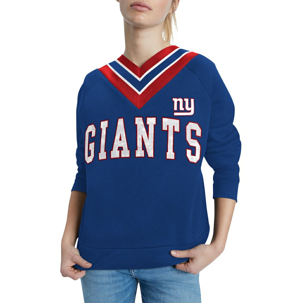 New York Giants Tommy Hilfiger Women's Heidi Raglan V-Neck Sweater - Royal for sale