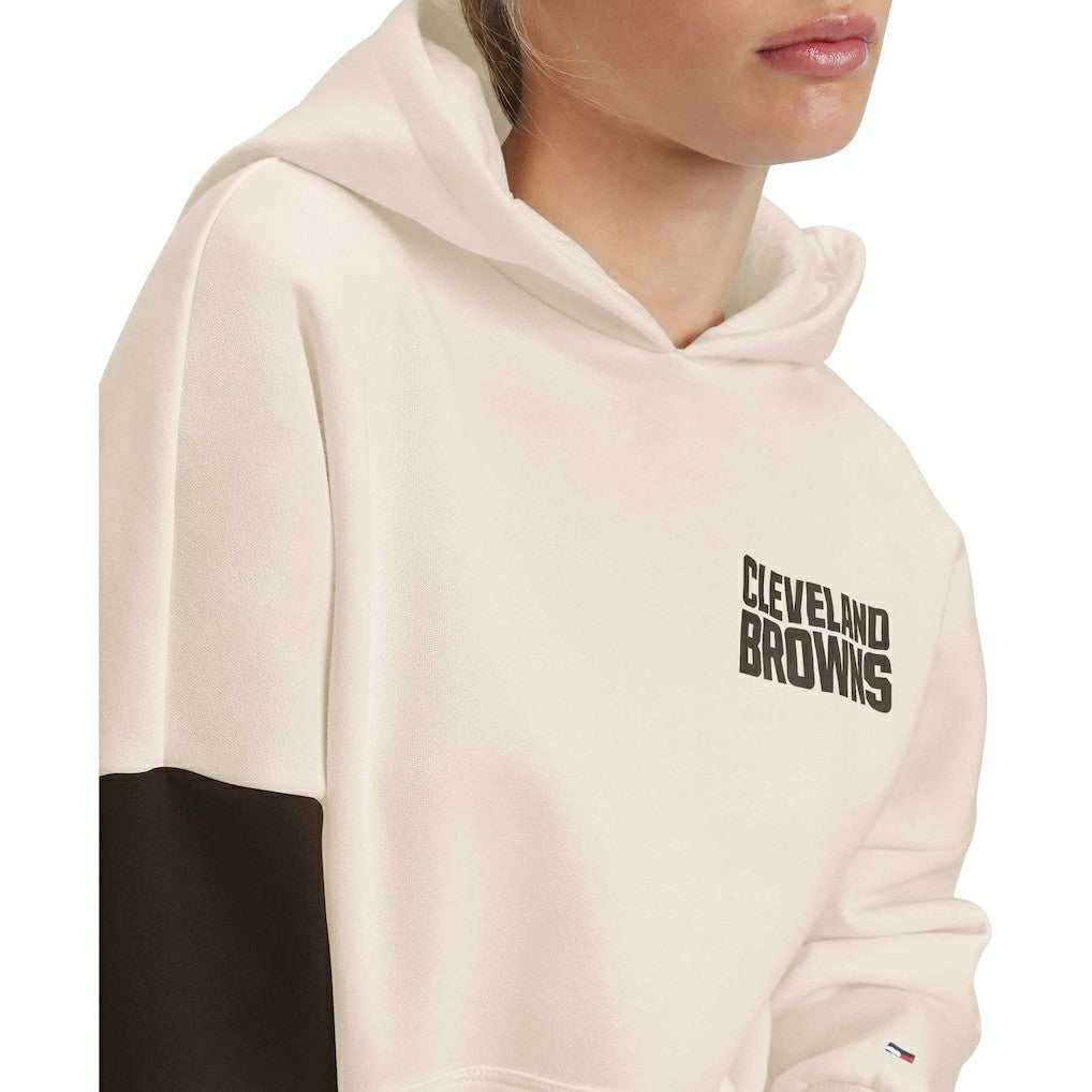 Cleveland Browns Tommy Hilfiger Women's Harriet Pullover Hoodie - Cream/Brown for sale