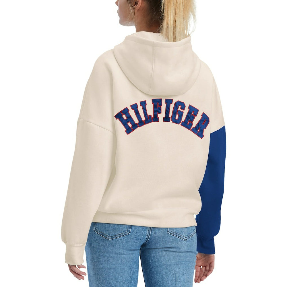 New York Giants Tommy Hilfiger Women's Harriet Pullover Hoodie - Cream/Royal on sale