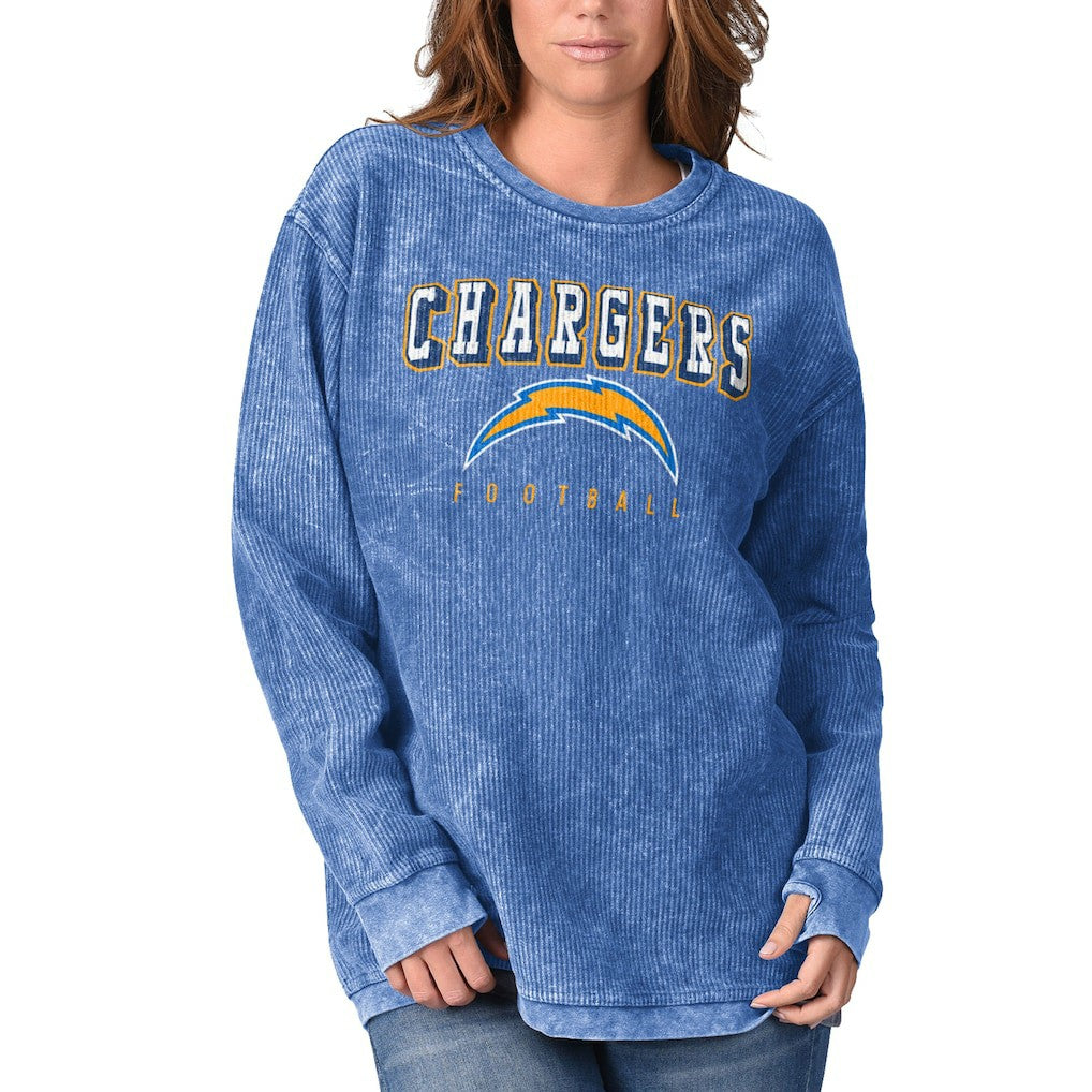 Los Angeles Chargers G-III 4Her by Carl Banks Women's Comfy Cord Pullover Sweatshirt - Powder Blue cheap