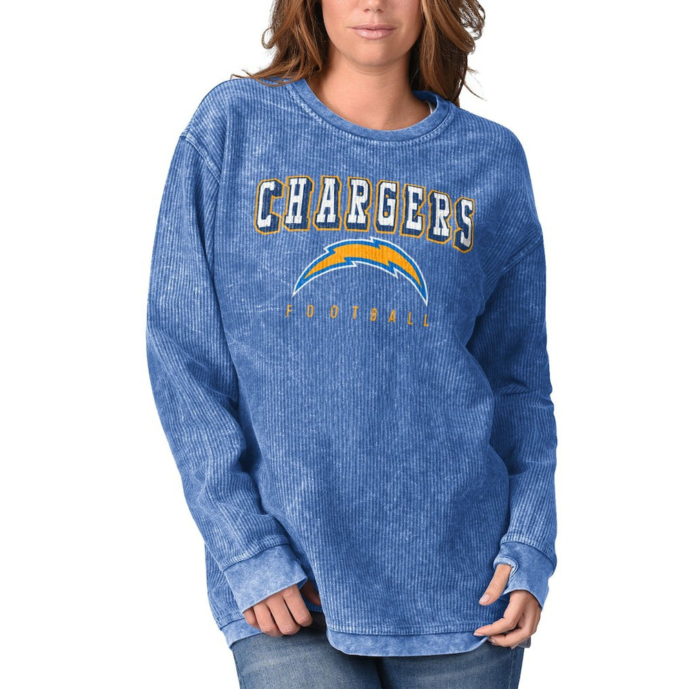 Los Angeles Chargers G-III 4Her by Carl Banks Women's Comfy Cord Pullover Sweatshirt - Powder Blue cheap