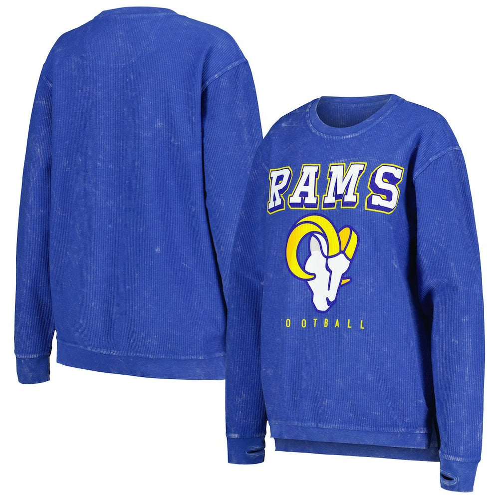 Los Angeles Rams G-III 4Her by Carl Banks Women's Comfy Cord Pullover Sweatshirt - Royal on sale