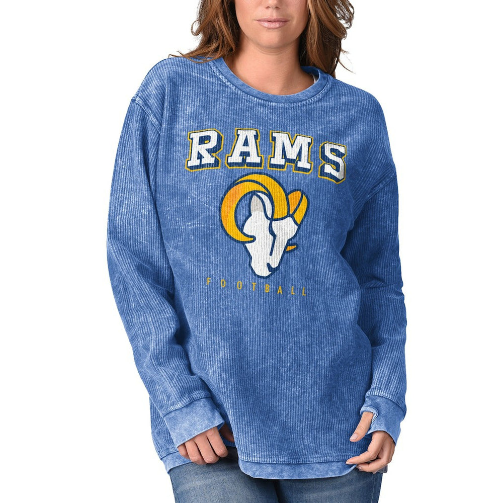Los Angeles Rams G-III 4Her by Carl Banks Women's Comfy Cord Pullover Sweatshirt - Royal on sale