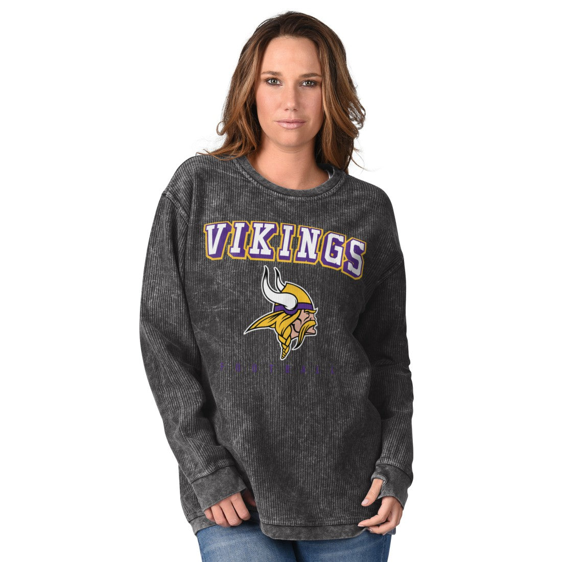 Minnesota Vikings G-III 4Her by Carl Banks Women's Comfy Cord Sweatshirt - Gray outlet