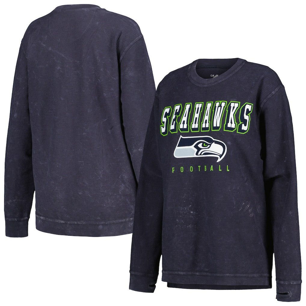 Seattle Seahawks G-III 4Her by Carl Banks Women's Comfy Cord Pullover Sweatshirt - College Navy for sale