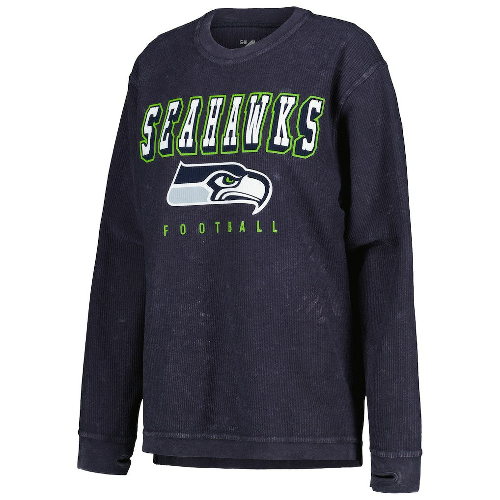 Seattle Seahawks G-III 4Her by Carl Banks Women's Comfy Cord Pullover Sweatshirt - College Navy for sale