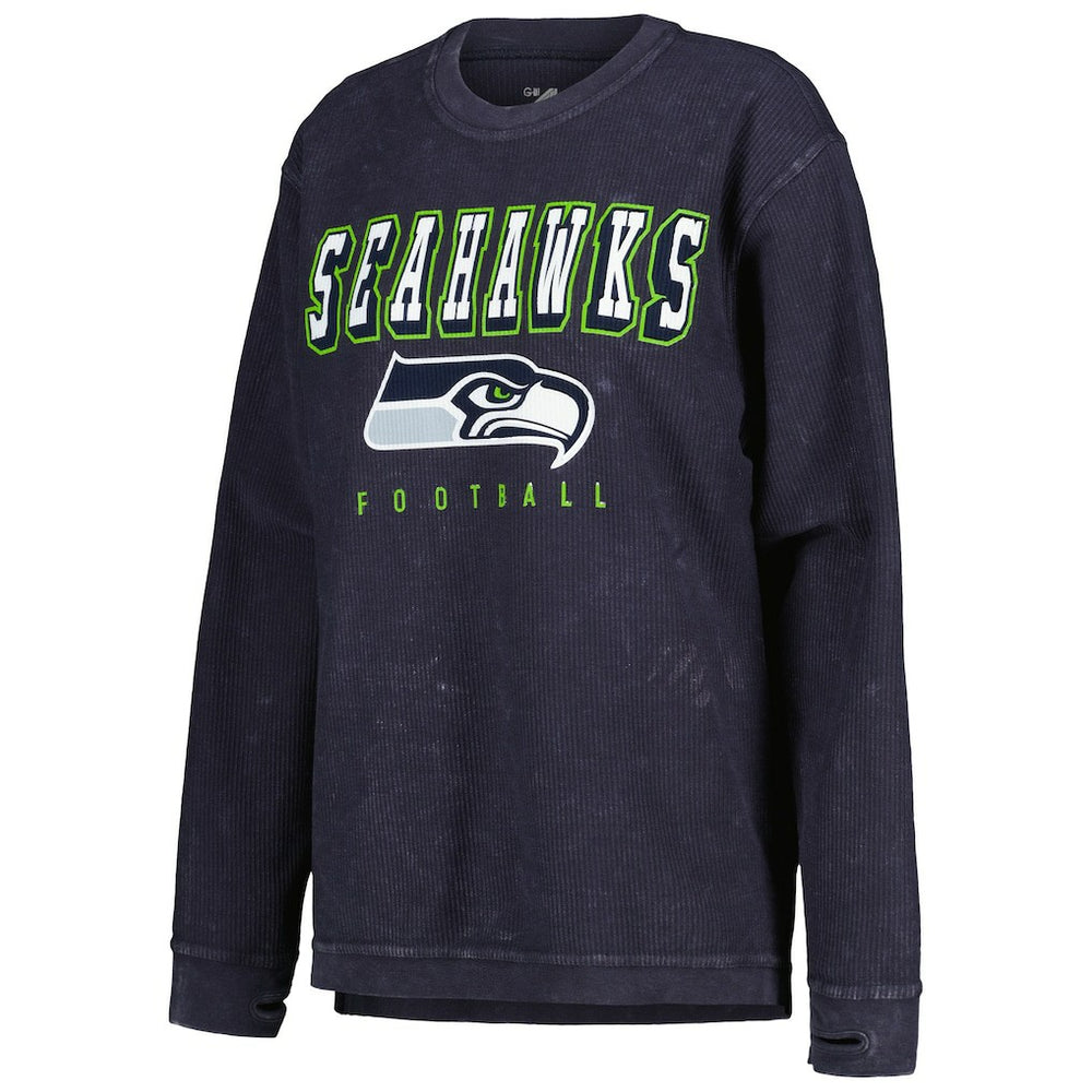 Seattle Seahawks G-III 4Her by Carl Banks Women's Comfy Cord Pullover Sweatshirt - College Navy for sale