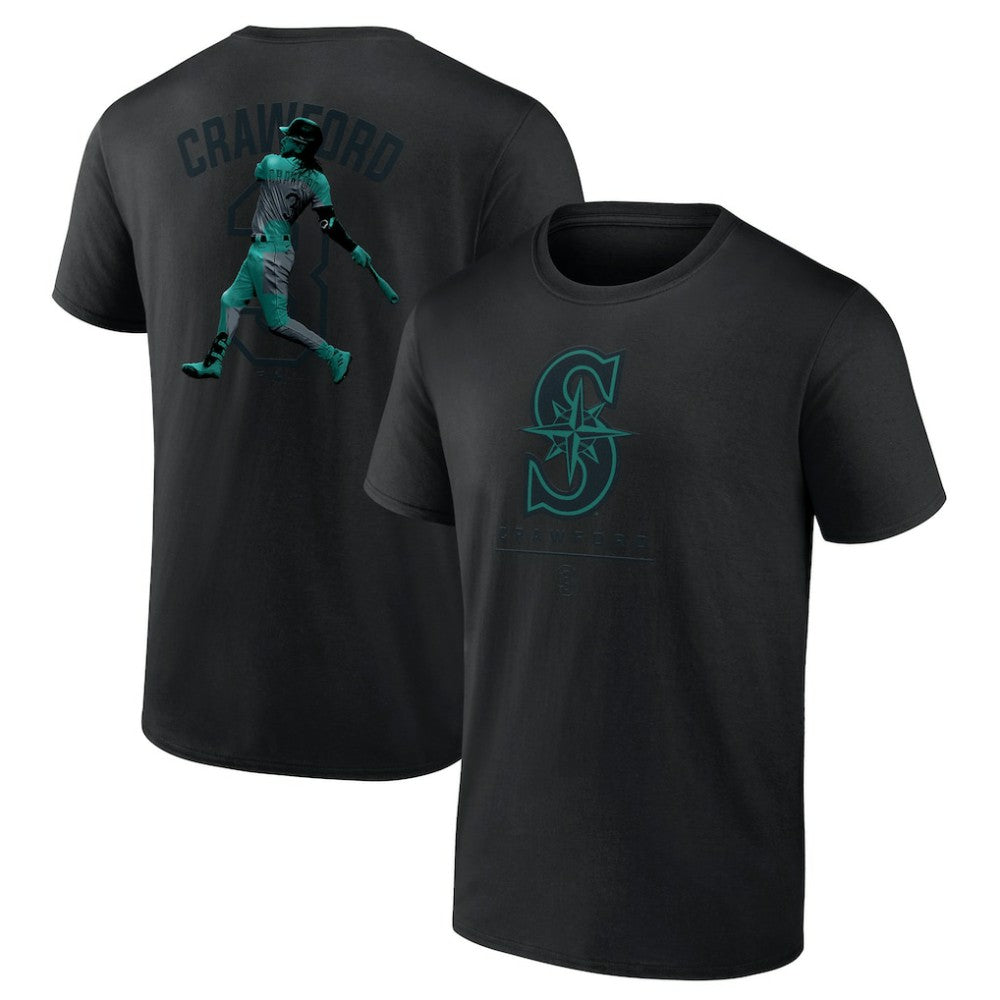 J.P. Crawford Seattle Mariners Double Play Name & Number T-Shirt Black