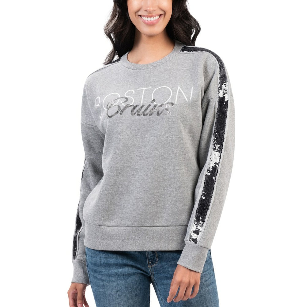 Boston Bruins G-III 4Her by Carl Banks Women's Penalty Box Pullover Sweatshirt - Gray Sweatshirts