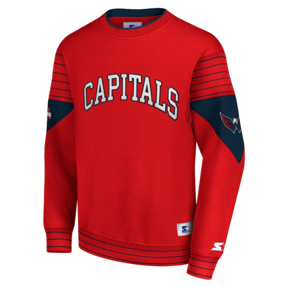 Washington Capitals Starter Faceoff Pullover Sweatshirt - Red Sweatshirts