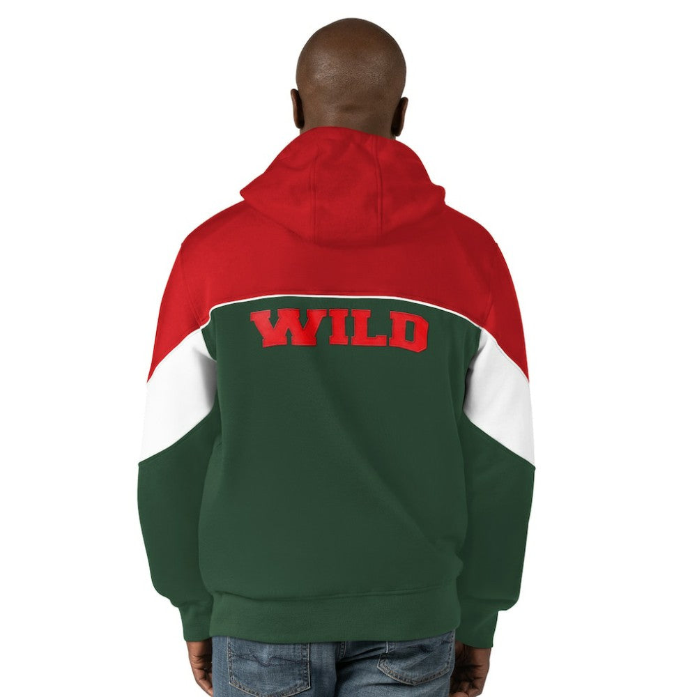Minnesota Wild Starter Power Forward Full-Zip Hoodie - Green/Red Hoodies