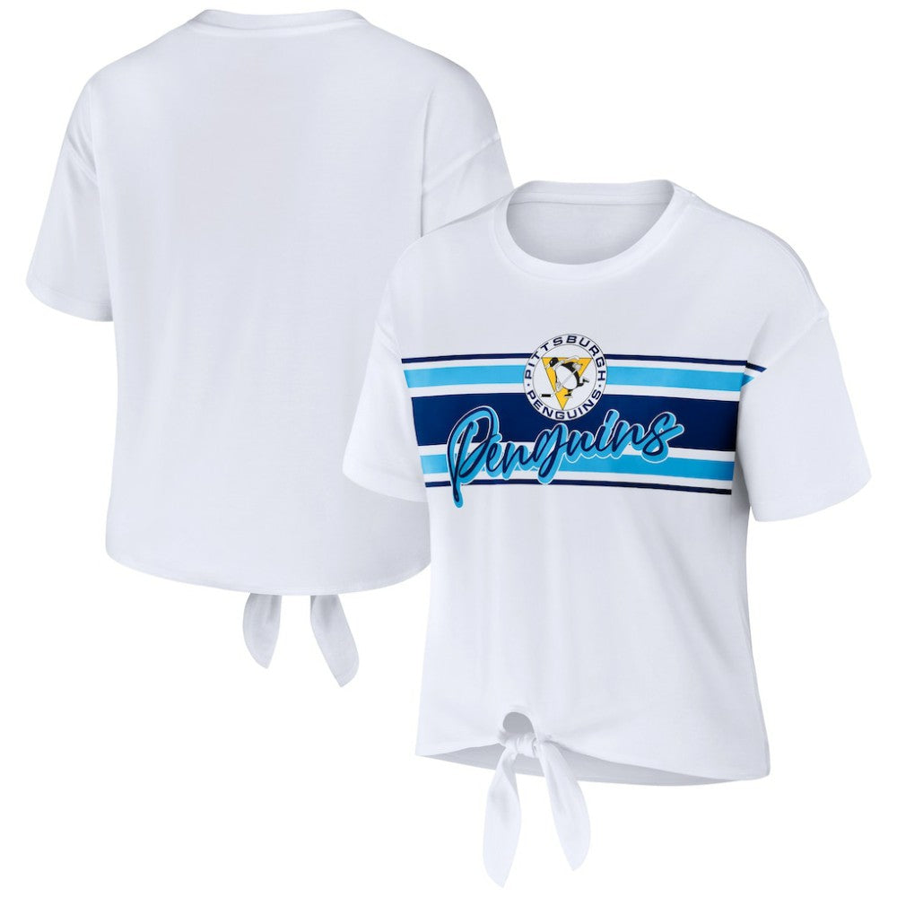 Pittsburgh Penguins WEAR by Erin Andrews Women's Front Knot T-Shirt - White T-shirts