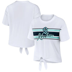 Seattle Kraken WEAR by Erin Andrews Women's Front Knot T-Shirt - White T-shirts
