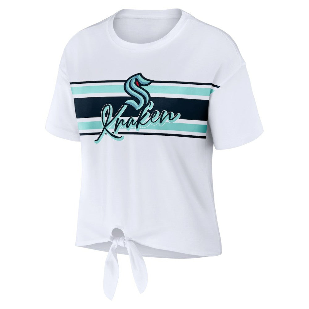 Seattle Kraken WEAR by Erin Andrews Women's Front Knot T-Shirt - White T-shirts