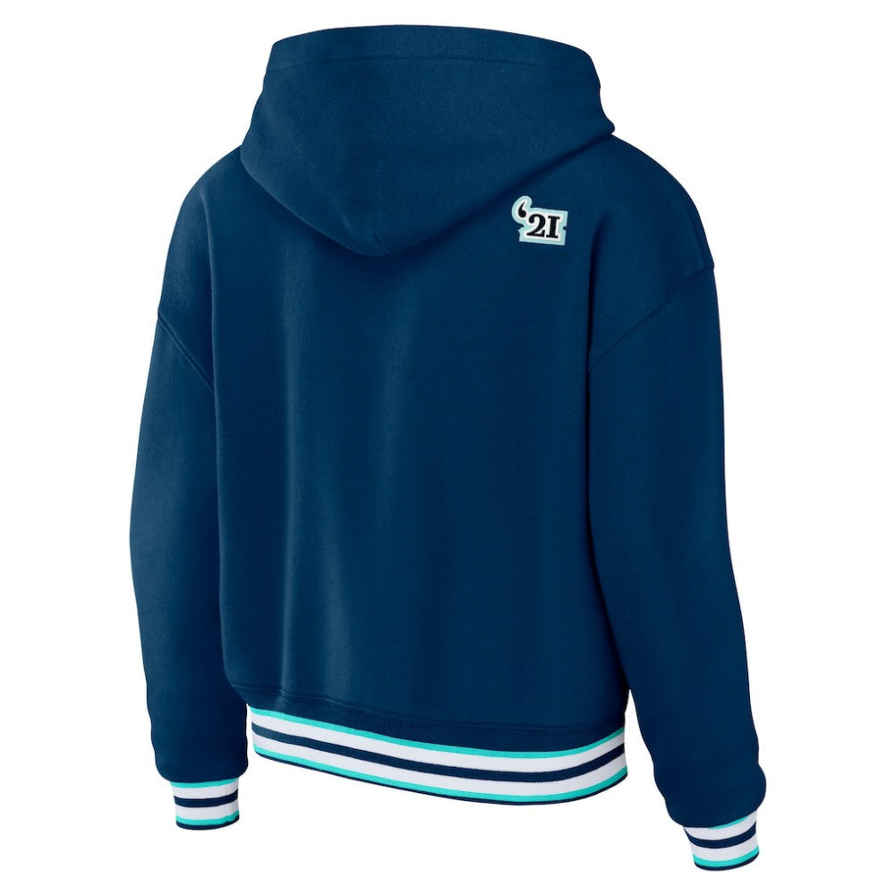 Seattle Kraken WEAR by Erin Andrews Women's Lace-Up Pullover Hoodie - Blue Hoodies